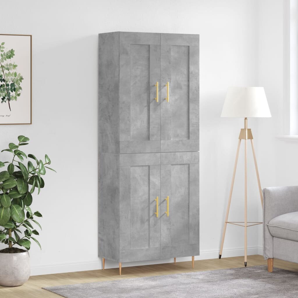 vidaXL Висок шкаф бетонно сив 695x34x180 см инженерно дърво