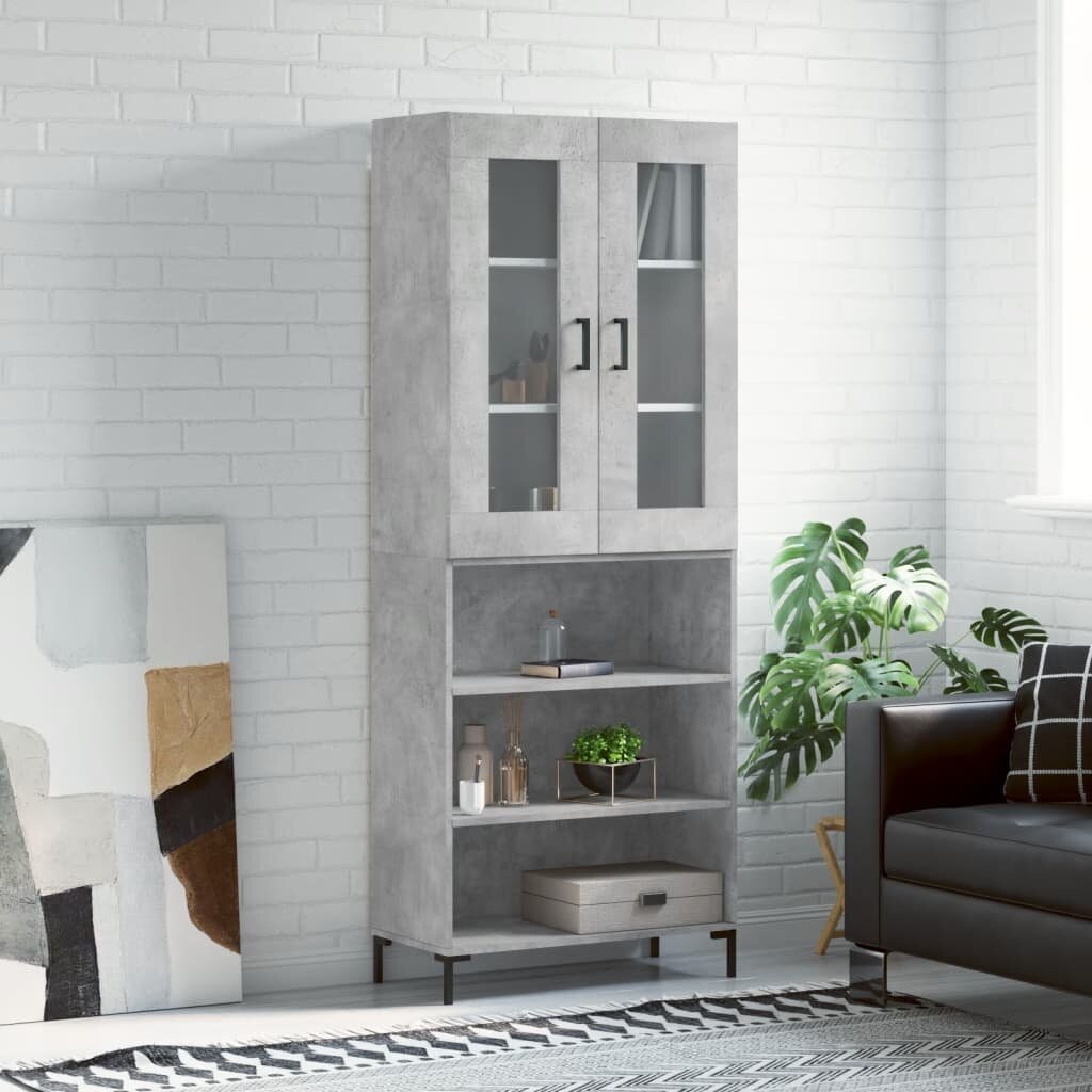 vidaXL Висок шкаф бетонно сив 695x34x180 см инженерно дърво