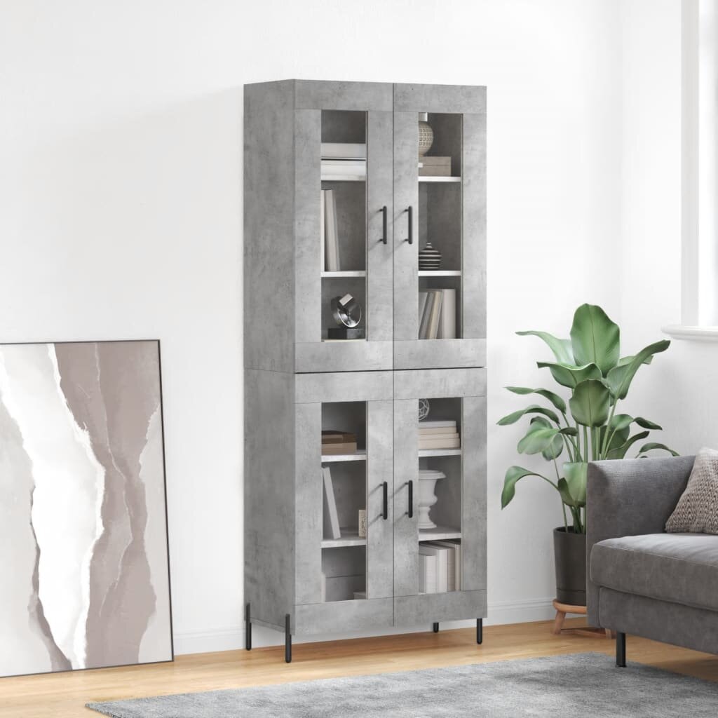 vidaXL Висок шкаф бетонно сив 695x34x180 см инженерно дърво