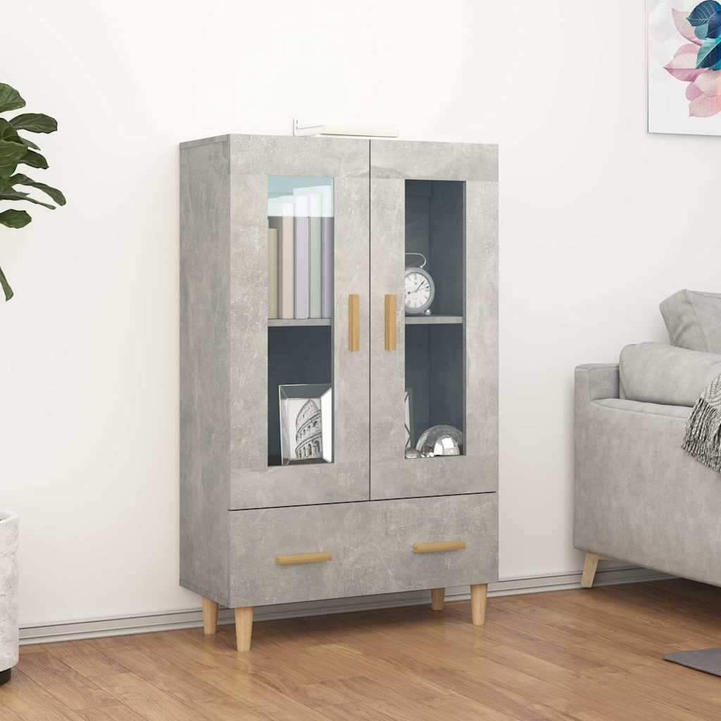 vidaXL Висок шкаф бетонно сив 70x31x115 см инженерно дърво