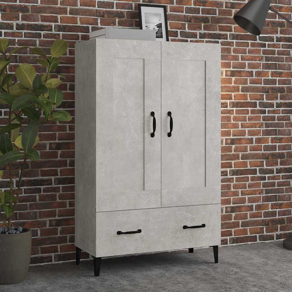vidaXL Висок шкаф бетонно сив 70x31x115 см инженерно дърво
