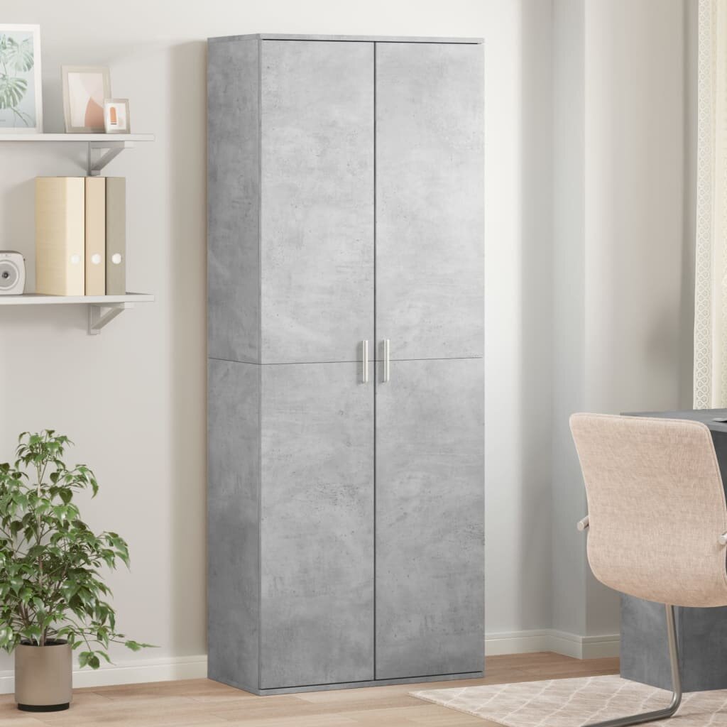 vidaXL Висок шкаф бетонно сив 70x35x180 см инженерно дърво