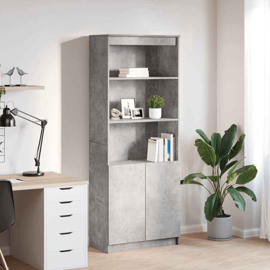 vidaXL Висок шкаф бетонно сив 70x35x180 см инженерно дърво