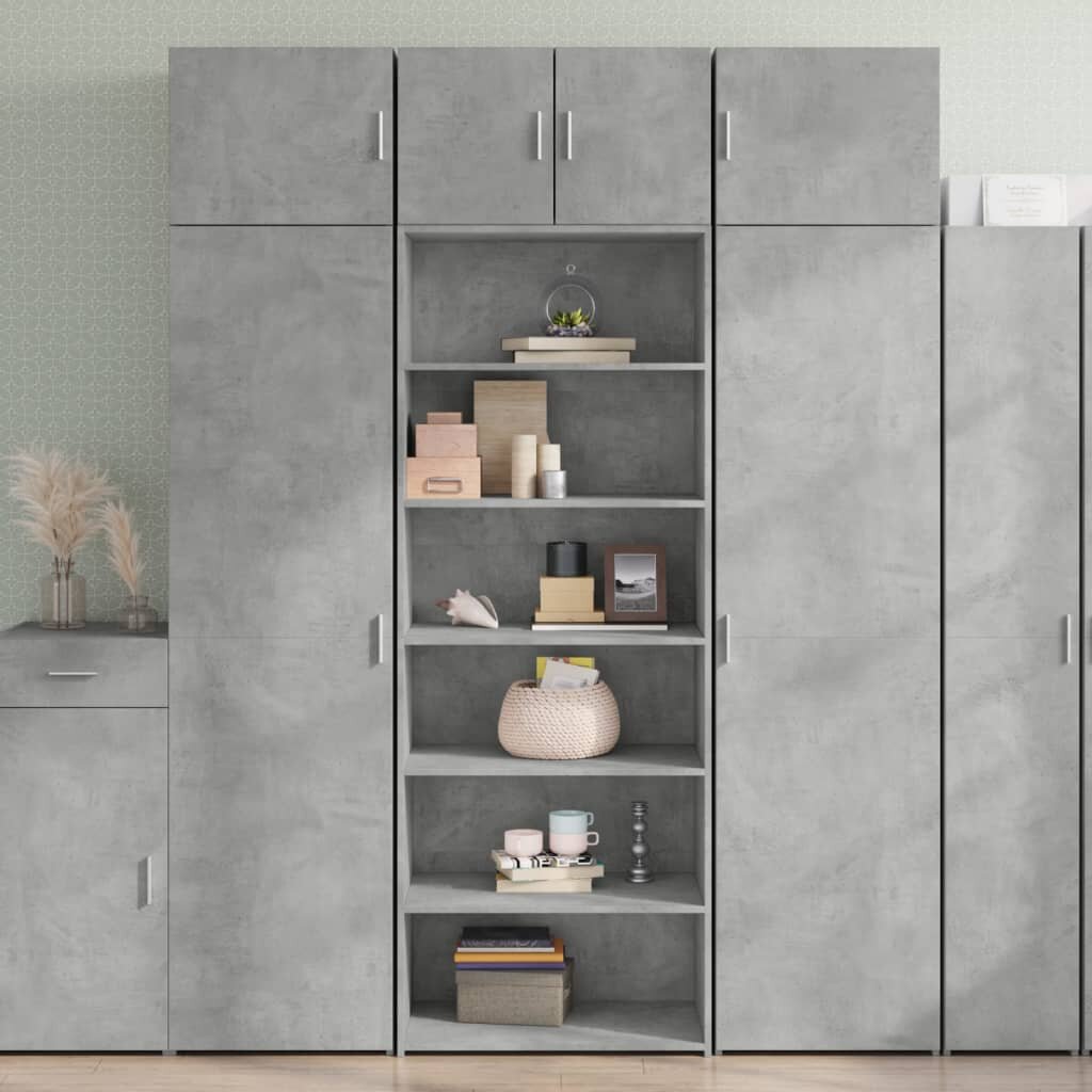vidaXL Висок шкаф бетонно сив 70x41x185 см инженерно дърво