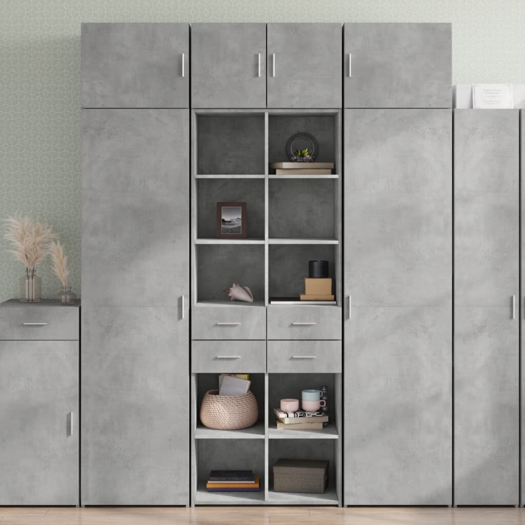 vidaXL Висок шкаф бетонно сив 70x425x185 см инженерно дърво