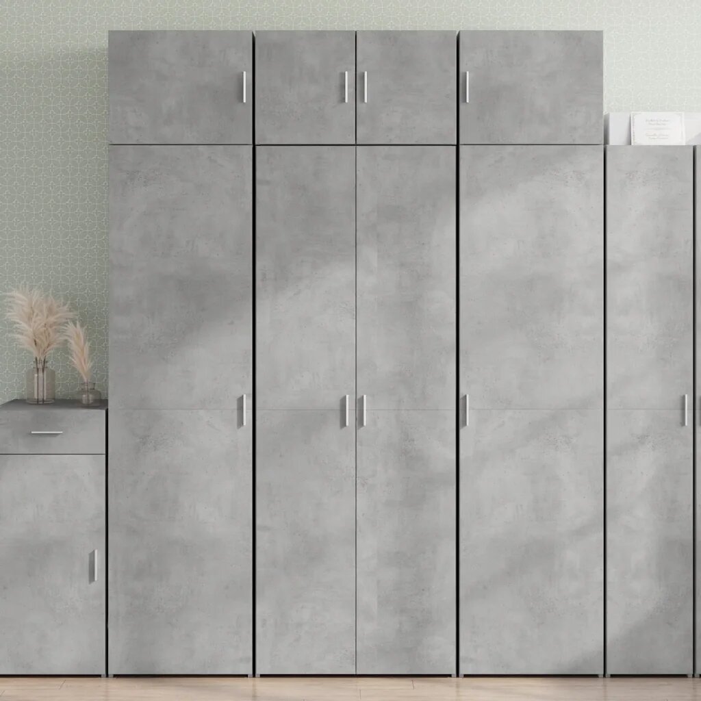 vidaXL Висок шкаф бетонно сив 70x425x185 см инженерно дърво