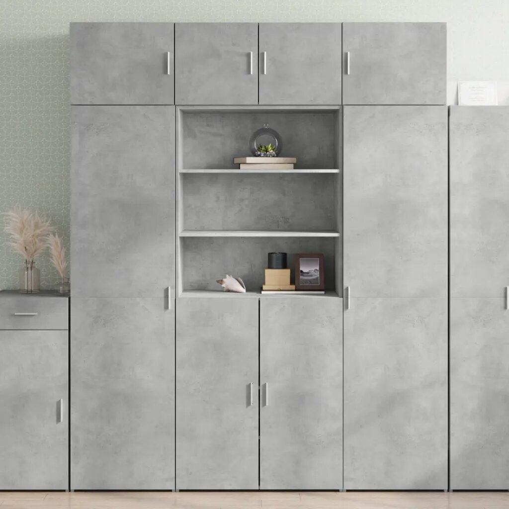 vidaXL Висок шкаф бетонно сив 80x425x185 см инженерно дърво