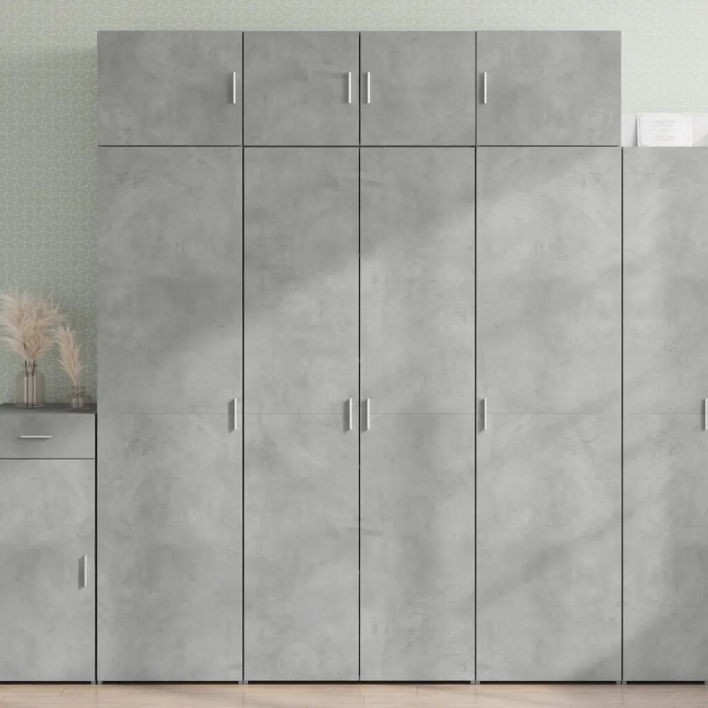 vidaXL Висок шкаф бетонно сив 80x425x185 см инженерно дърво