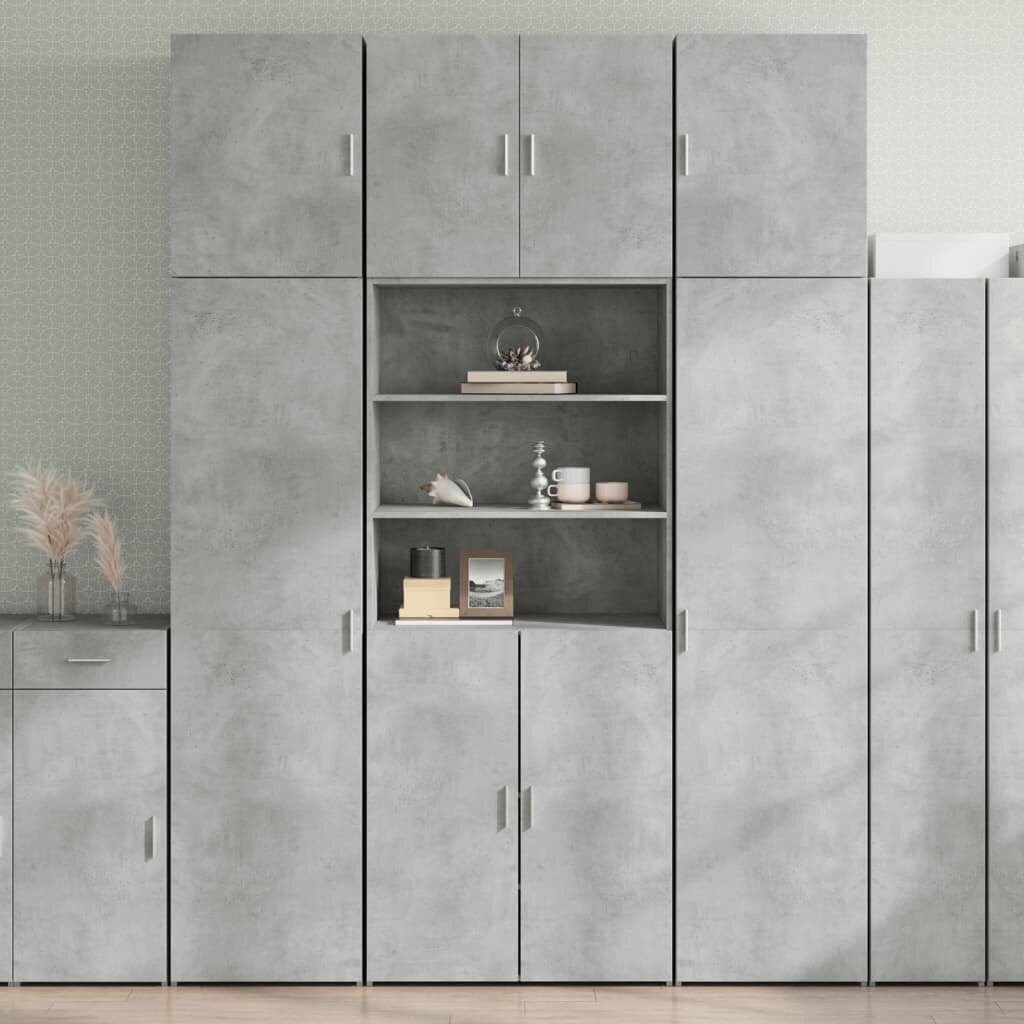 vidaXL Висок шкаф бетонно сив 80x425x249 см инженерно дърво