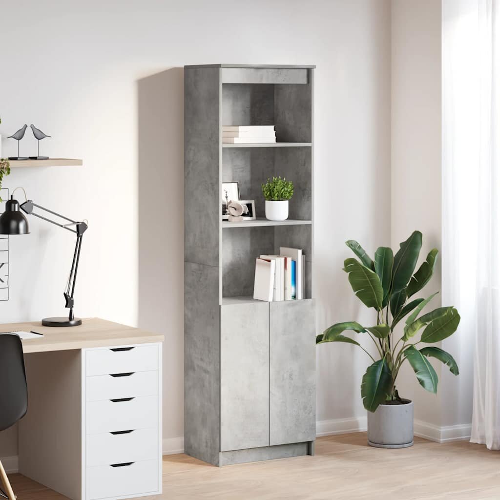 vidaXL Висок шкаф Бетонно сиво 50x35x180 cм инженерно дърво