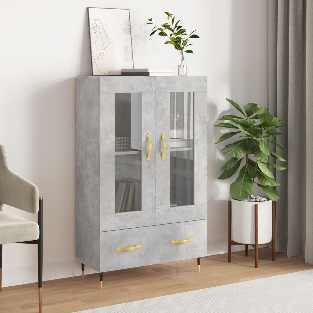 vidaXL Висок шкаф бетонно сиво 695x31x115 см инженерно дърво
