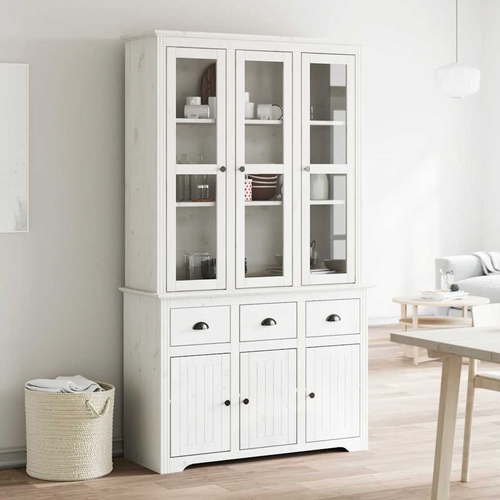 vidaXL Висок шкаф BODO бял 1155x43x2005 см бор масив