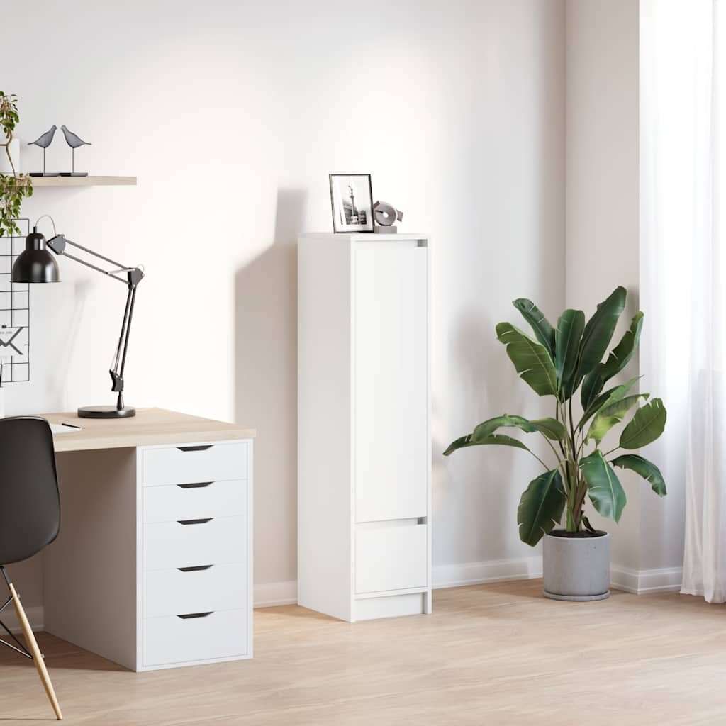 vidaXL Висок шкаф бял 295x34x1195 см инженерно дърво