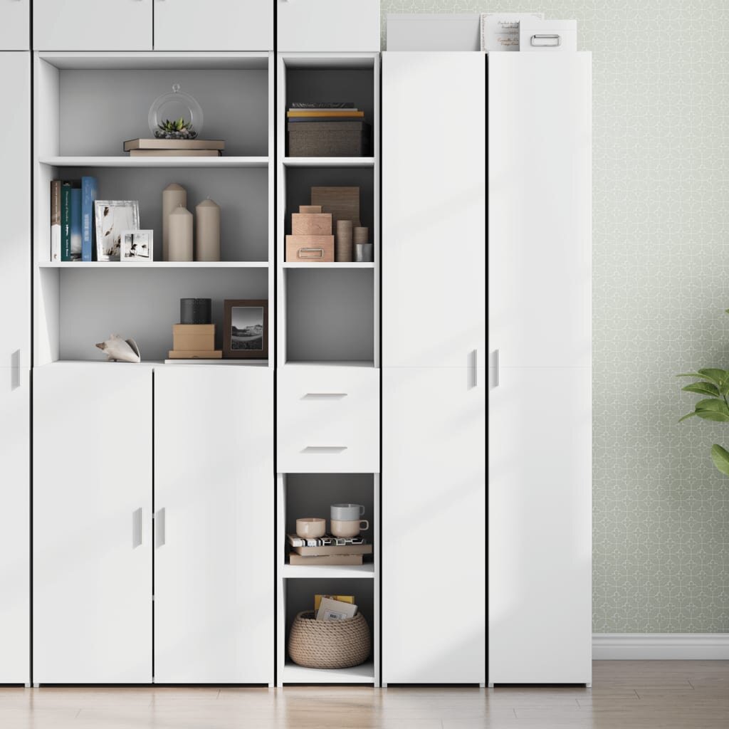 vidaXL Висок шкаф бял 30x425x185 см инженерно дърво