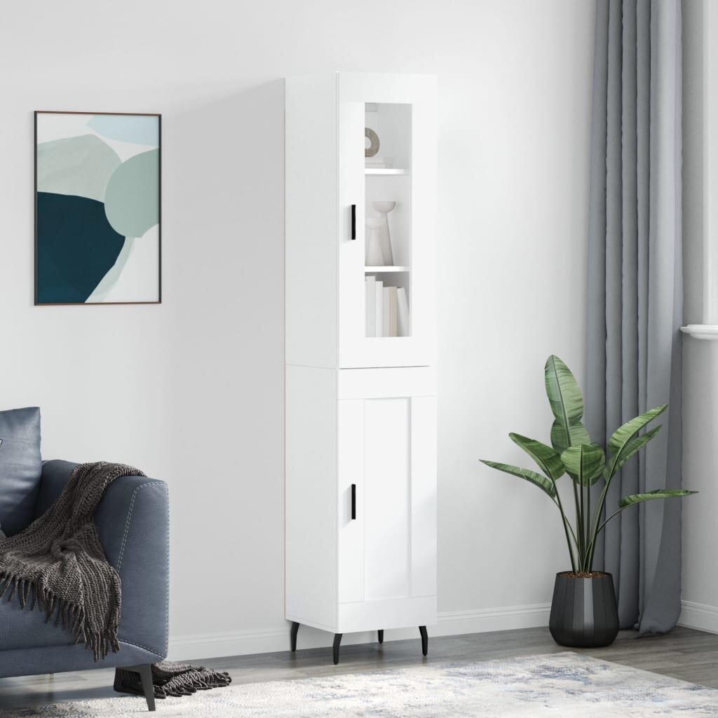 vidaXL Висок шкаф бял 345x34x180 см инженерно дърво