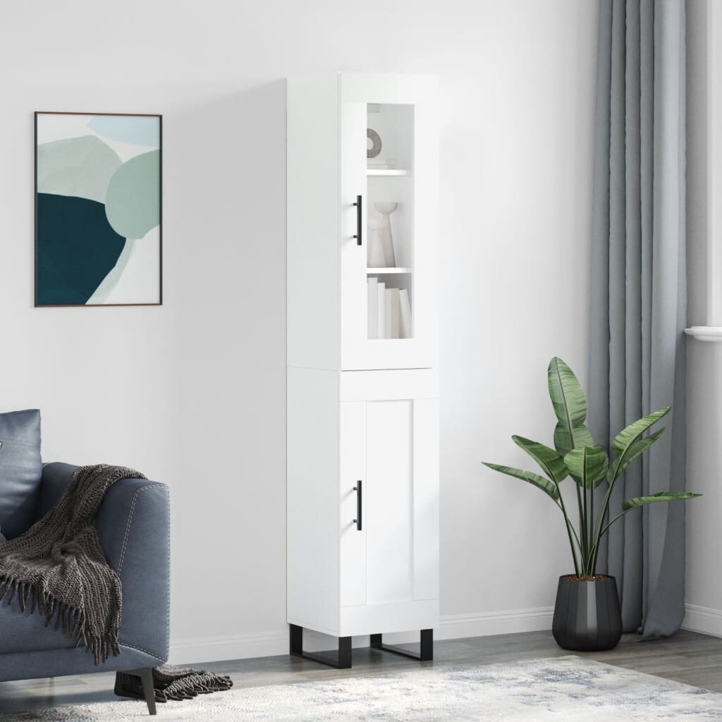 vidaXL Висок шкаф бял 345x34x180 см инженерно дърво