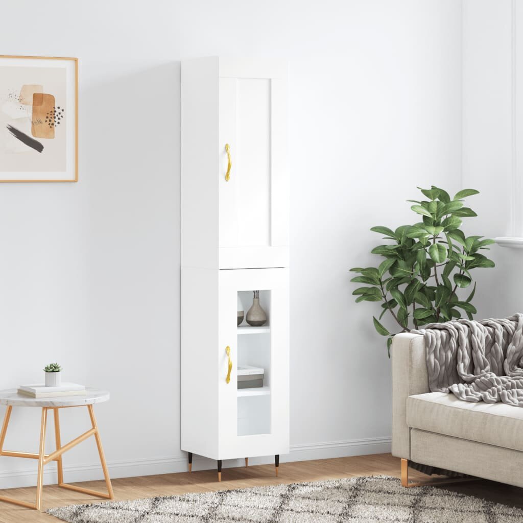 vidaXL Висок шкаф бял 345x34x180 см инженерно дърво