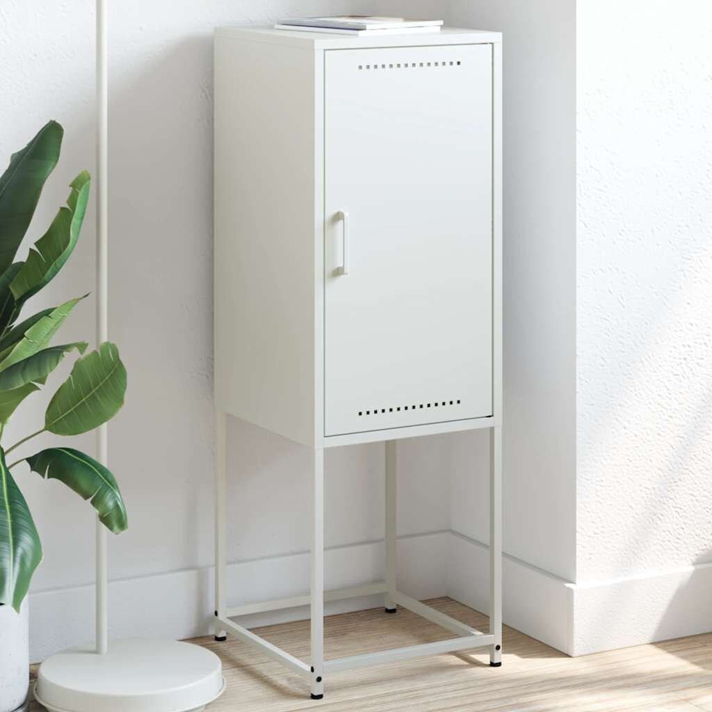 vidaXL Висок шкаф бял 36x39x107 см стомана