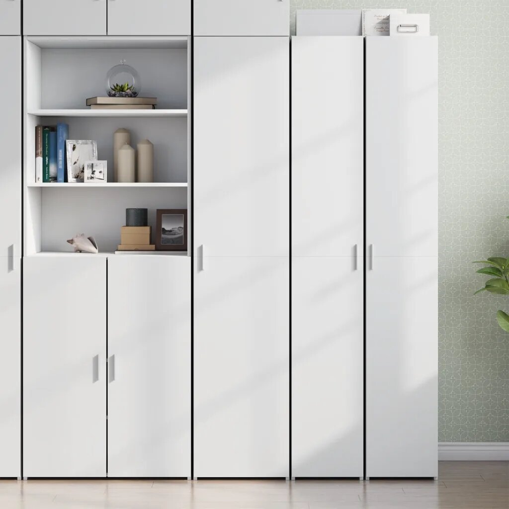 vidaXL Висок шкаф бял 40x425x185 см инженерно дърво