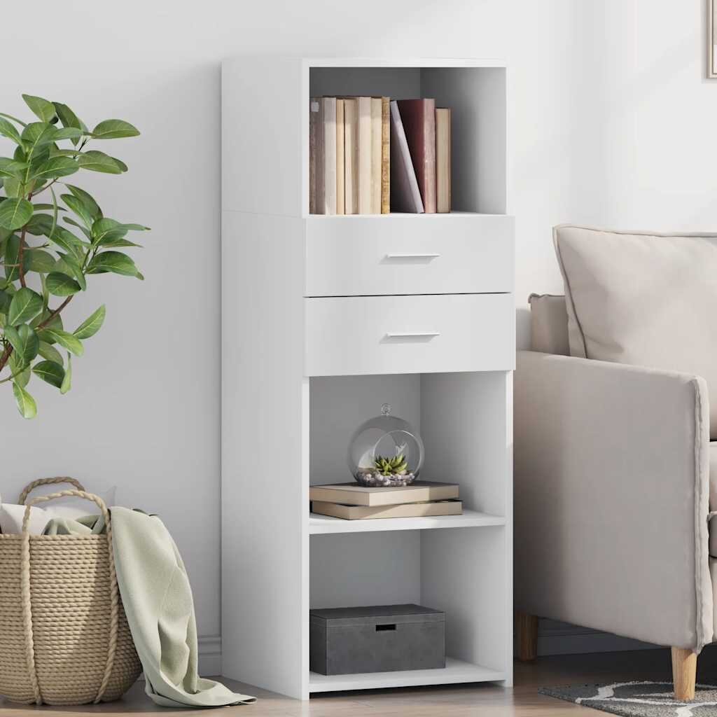 vidaXL Висок шкаф бял 45x425x124 см инженерно дърво
