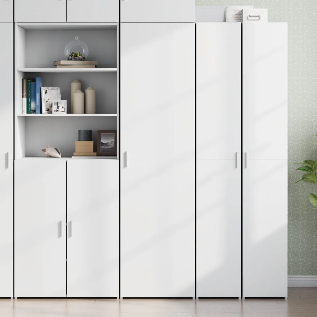 vidaXL Висок шкаф бял 50x425x185 см инженерно дърво