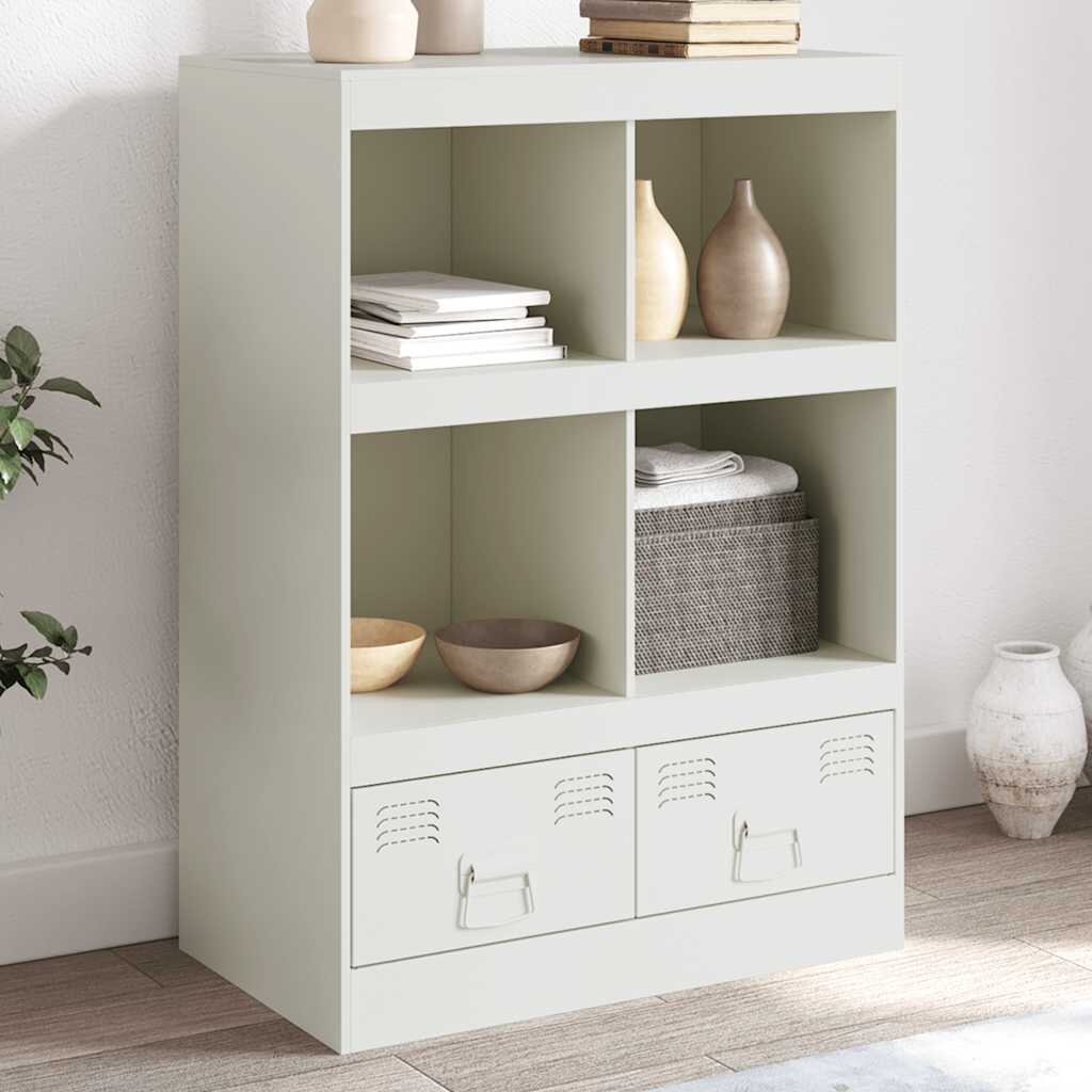 vidaXL Висок шкаф бял 67x39x95 см стомана