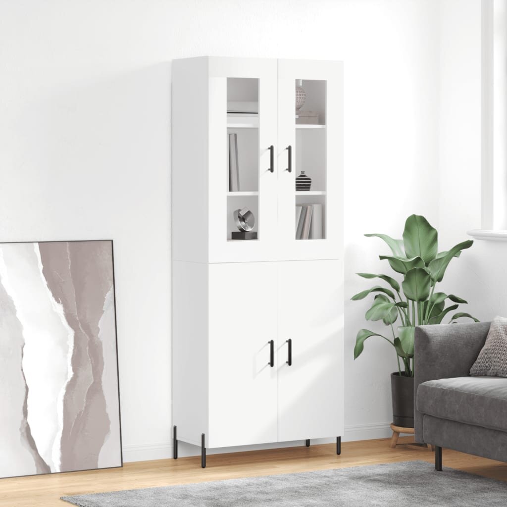 vidaXL Висок шкаф бял 695x34x180 см инженерно дърво