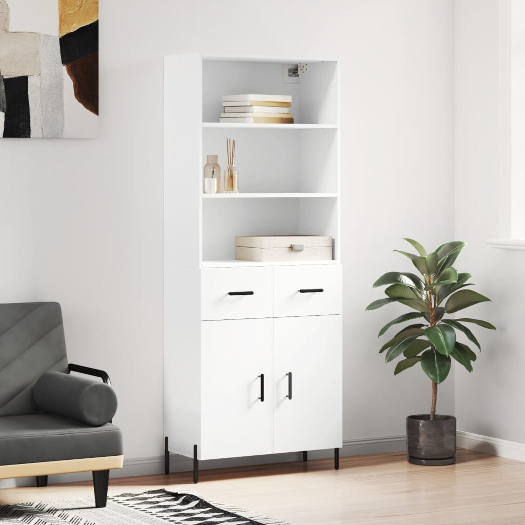 vidaXL Висок шкаф бял 695x34x180 см инженерно дърво