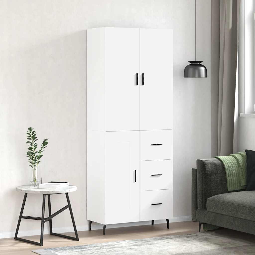 vidaXL Висок шкаф бял 695x34x180 см инженерно дърво