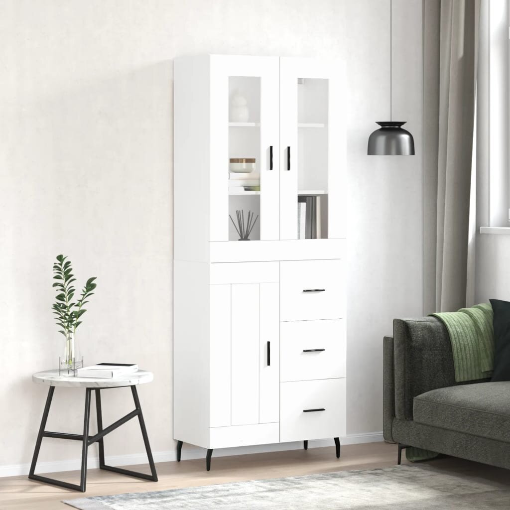 vidaXL Висок шкаф бял 695x34x180 см инженерно дърво