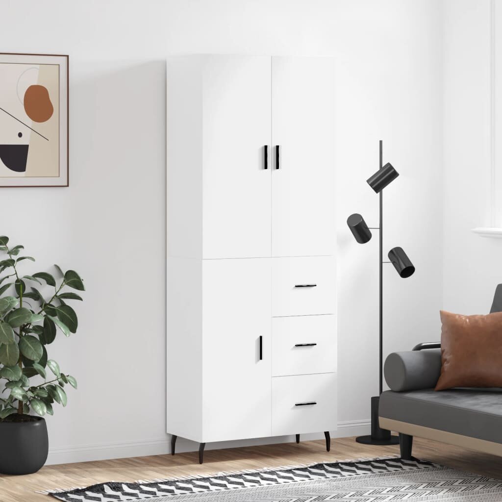 vidaXL Висок шкаф бял 695x34x180 см инженерно дърво