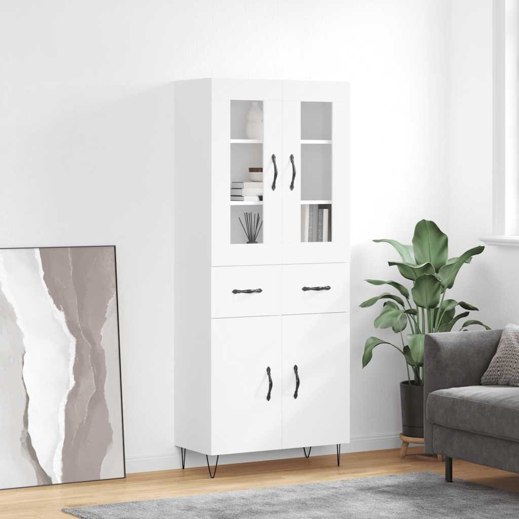 vidaXL Висок шкаф бял 695x34x180 см инженерно дърво