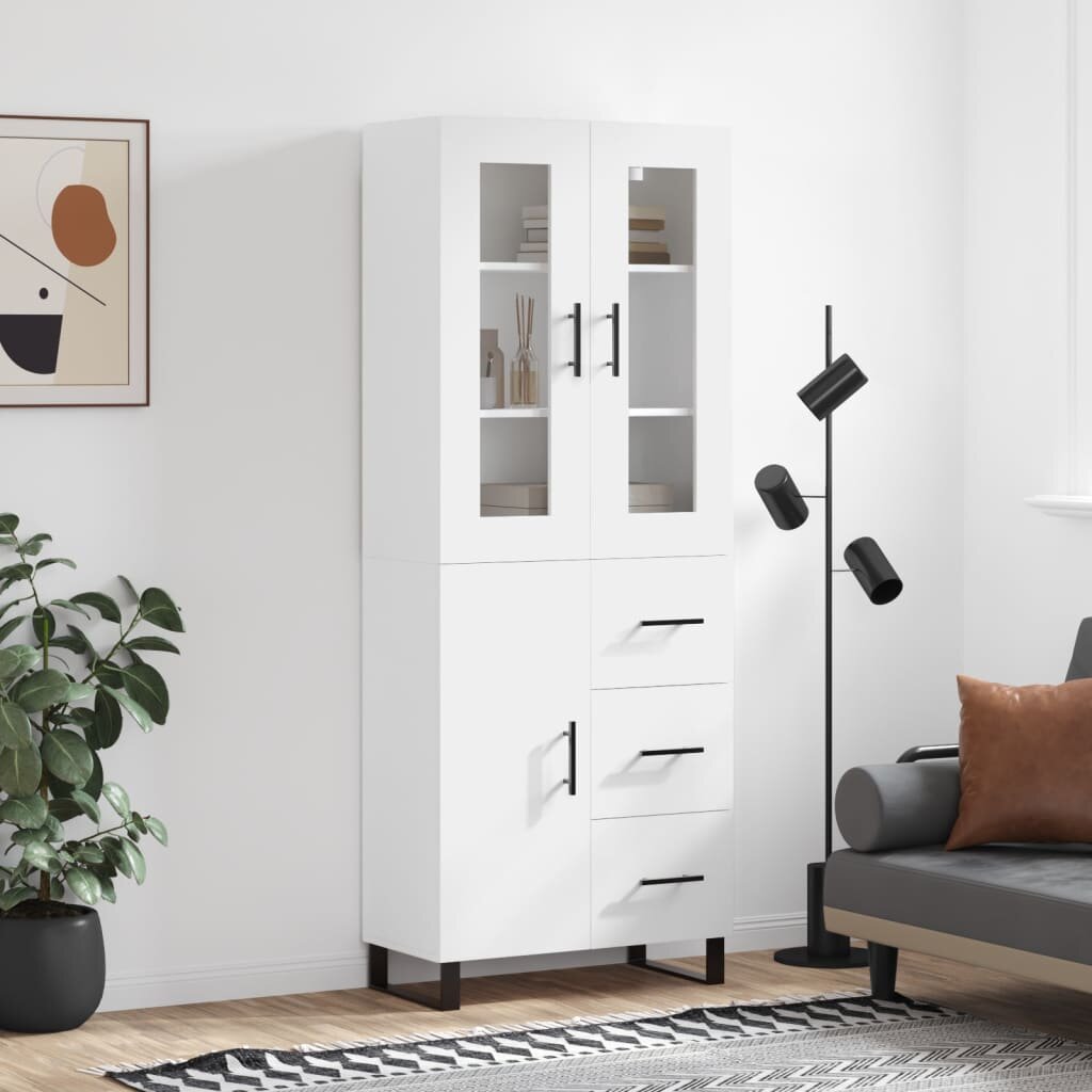 vidaXL Висок шкаф бял 695x34x180 см инженерно дърво