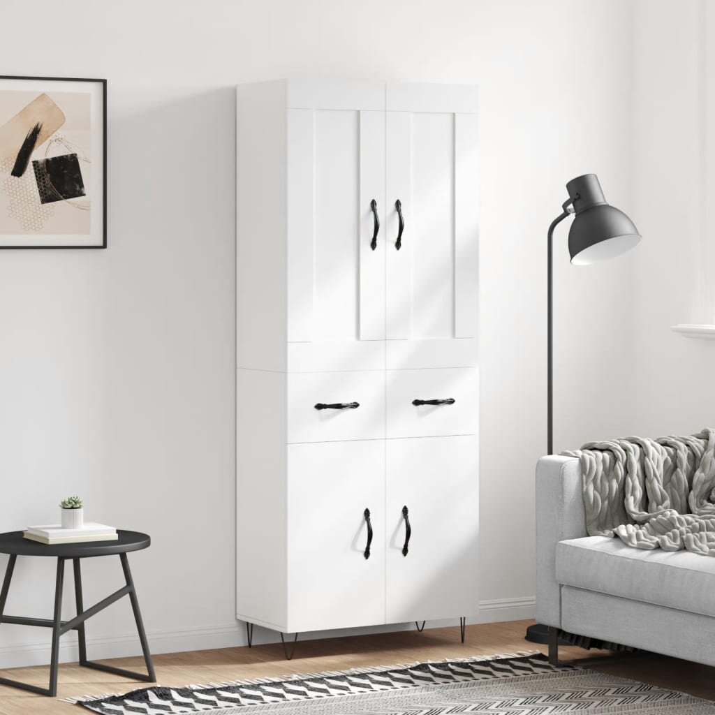 vidaXL Висок шкаф бял 695x34x180 см инженерно дърво