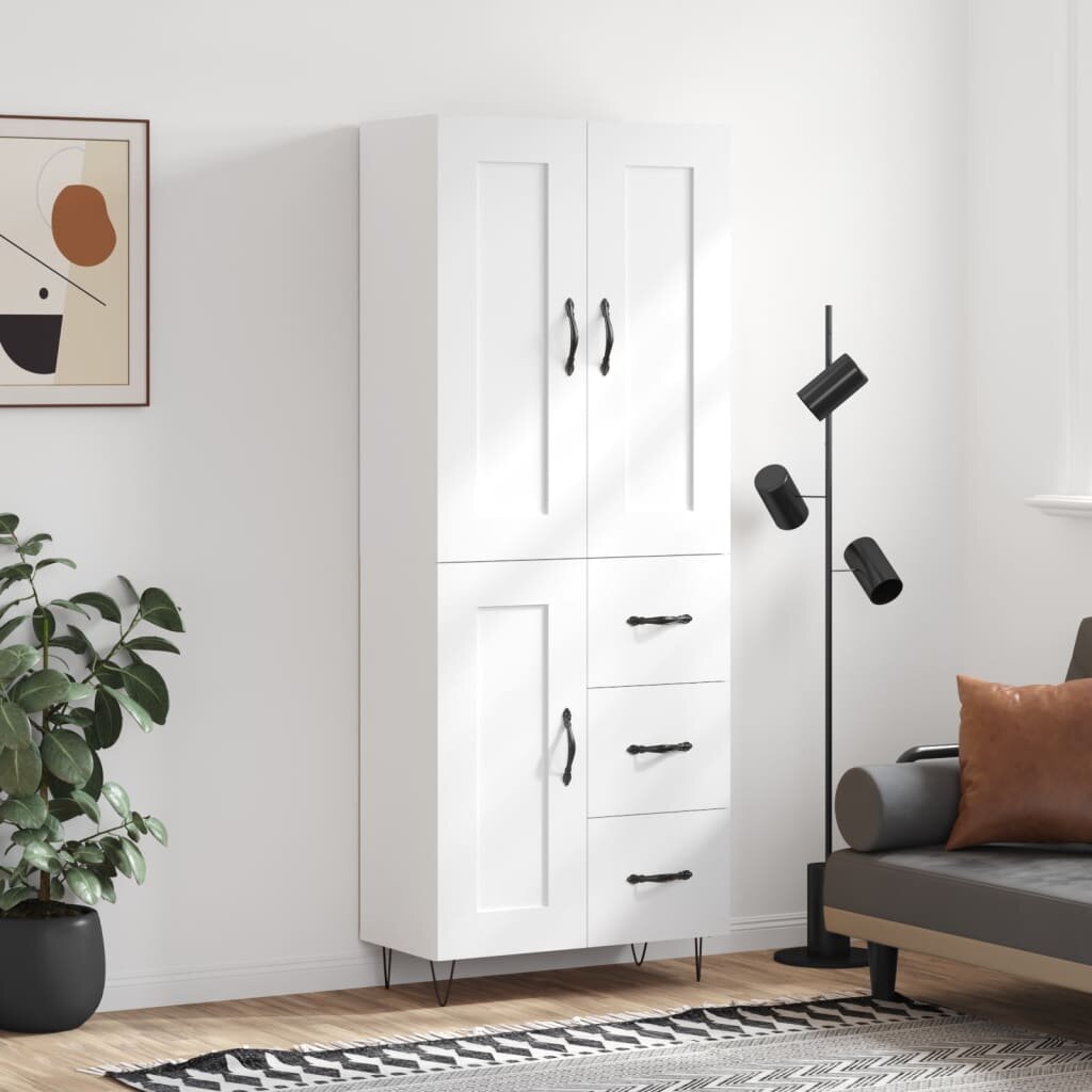 vidaXL Висок шкаф бял 695x34x180 см инженерно дърво