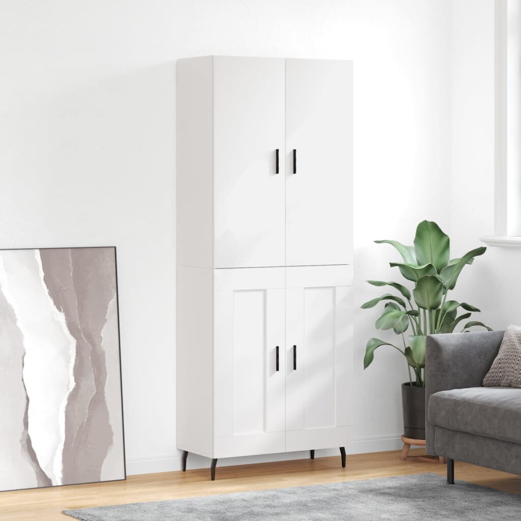 vidaXL Висок шкаф бял 695x34x180 см инженерно дърво