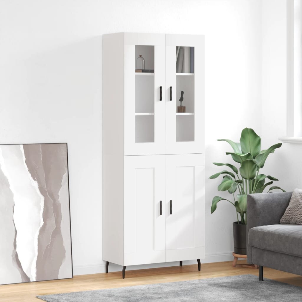 vidaXL Висок шкаф бял 695x34x180 см инженерно дърво