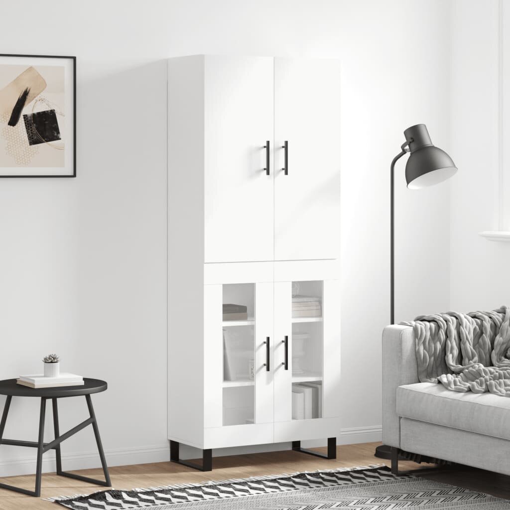 vidaXL Висок шкаф бял 695x34x180 см инженерно дърво