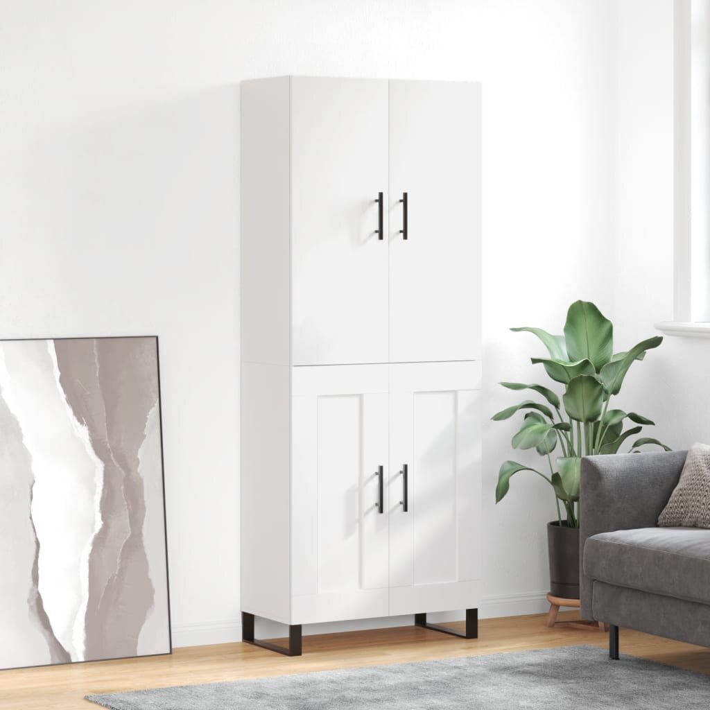 vidaXL Висок шкаф бял 695x34x180 см инженерно дърво