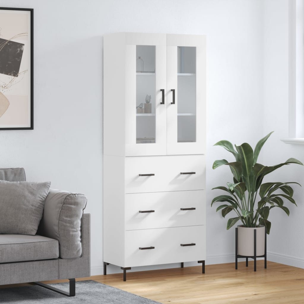 vidaXL Висок шкаф бял 695x34x180 см инженерно дърво