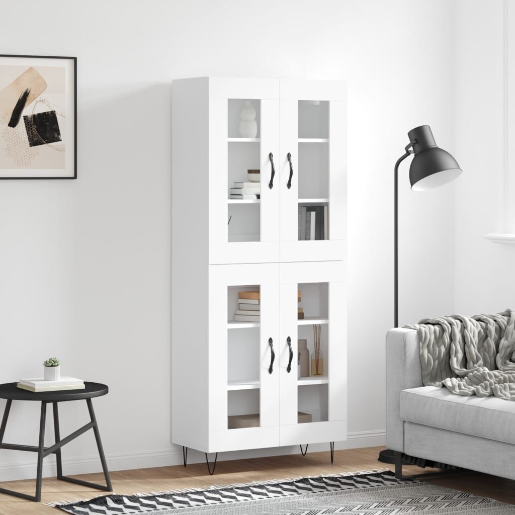 vidaXL Висок шкаф бял 695x34x180 см инженерно дърво