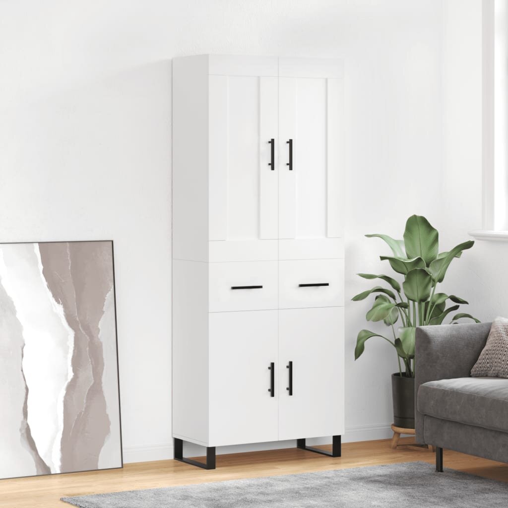 vidaXL Висок шкаф бял 695x34x180 см инженерно дърво