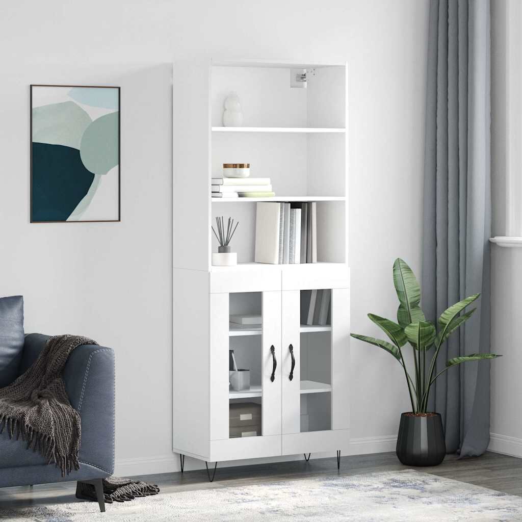vidaXL Висок шкаф бял 695x34x180 см инженерно дърво