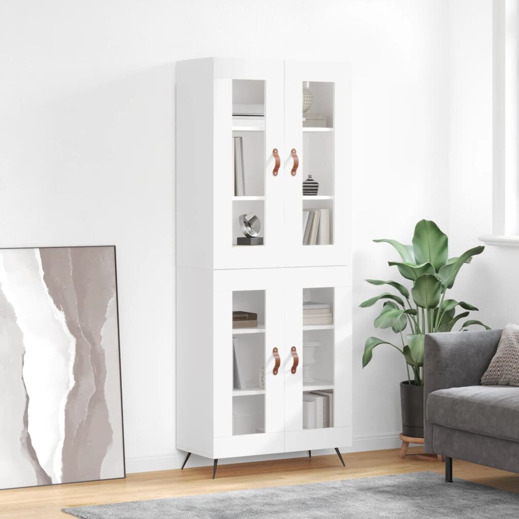 vidaXL Висок шкаф бял 695x34x180 см инженерно дърво