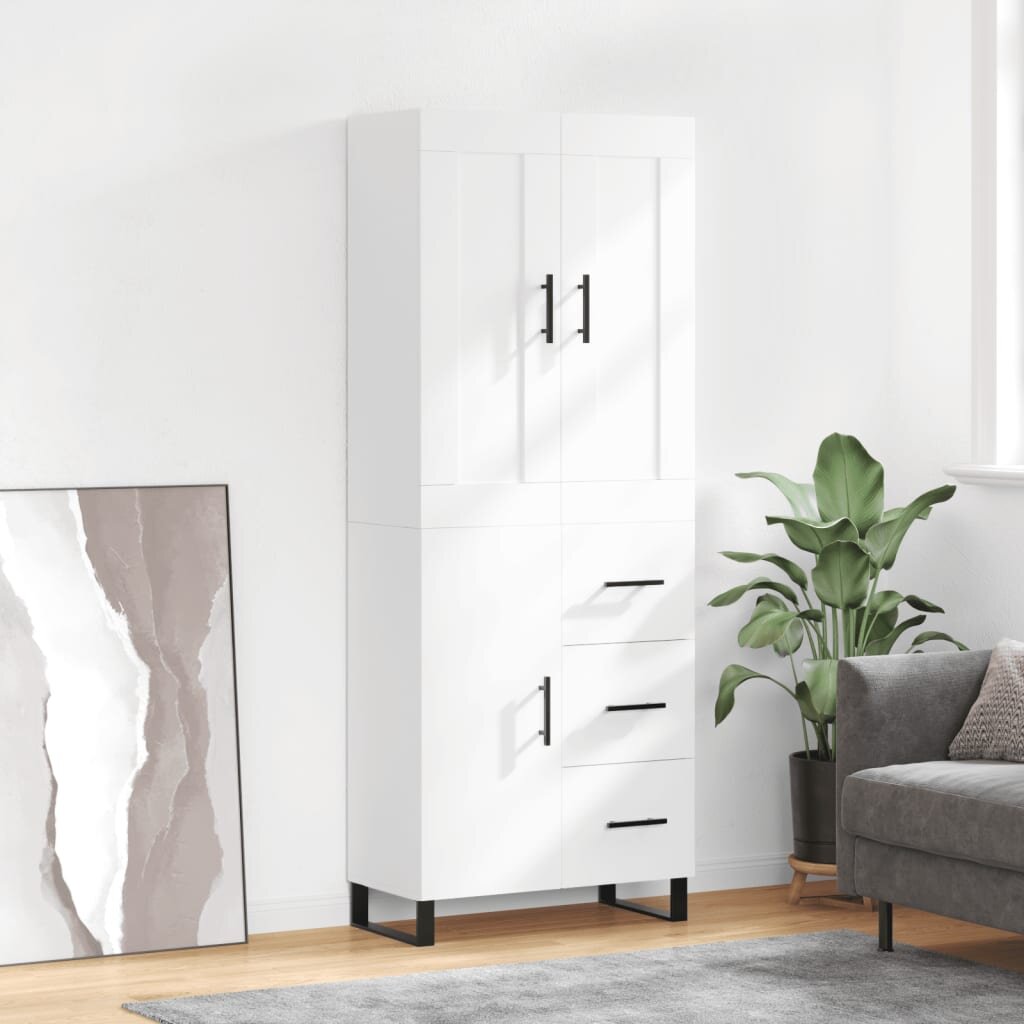 vidaXL Висок шкаф бял 695x34x180 см инженерно дърво