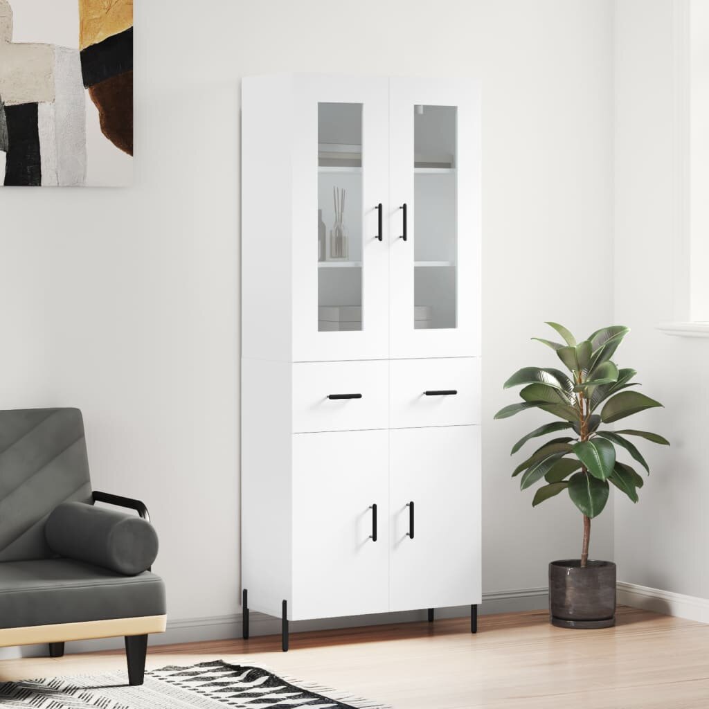 vidaXL Висок шкаф бял 695x34x180 см инженерно дърво