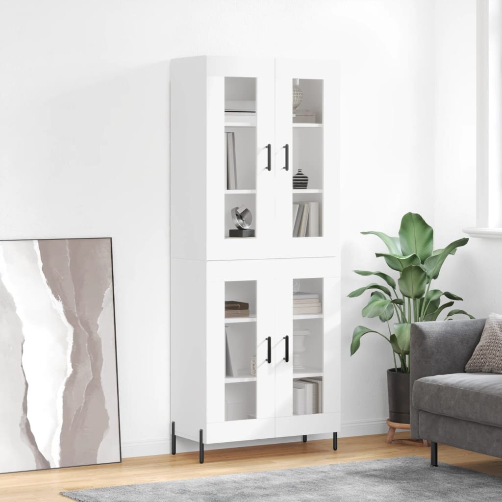 vidaXL Висок шкаф бял 695x34x180 см инженерно дърво