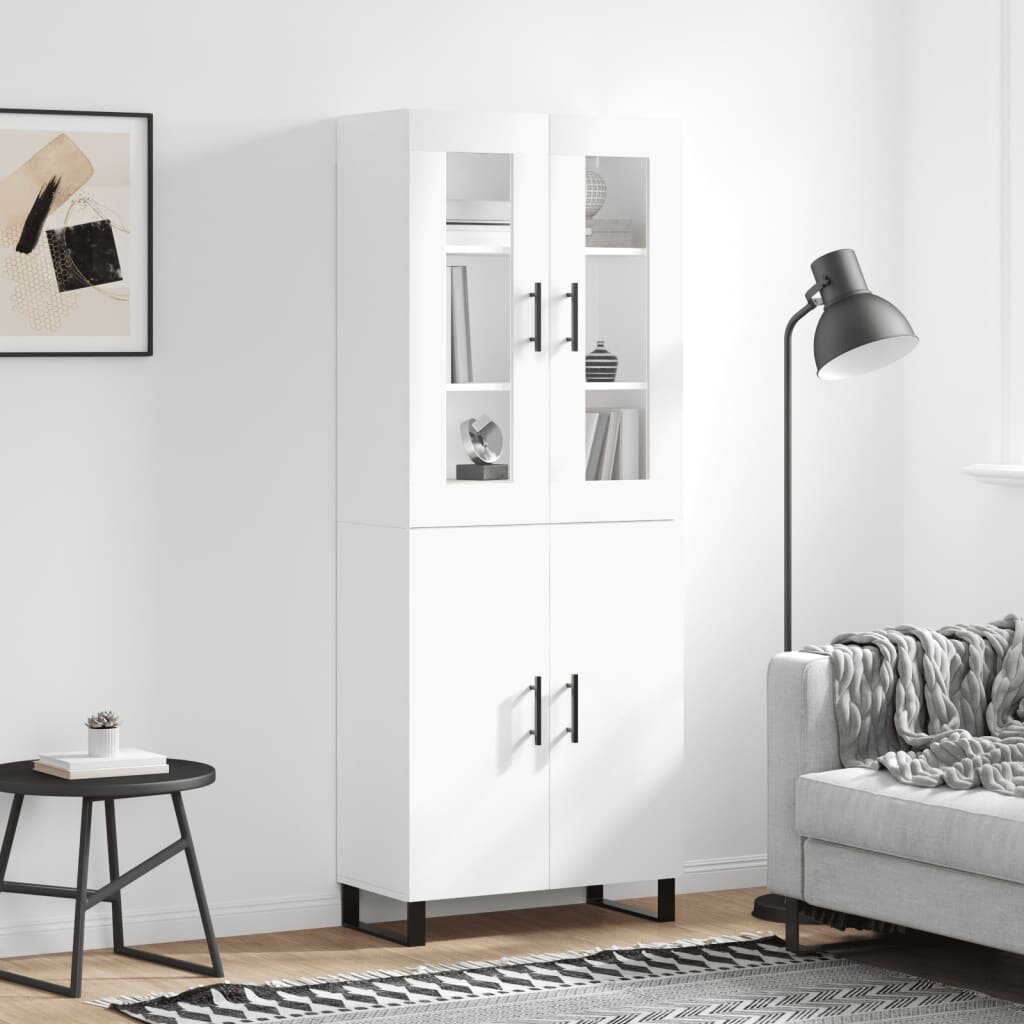 vidaXL Висок шкаф бял 695x34x180 см инженерно дърво