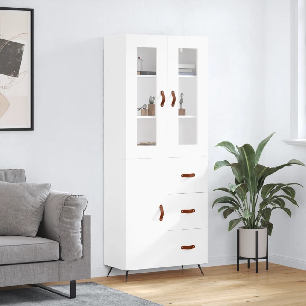 vidaXL Висок шкаф бял 695x34x180 см инженерно дърво