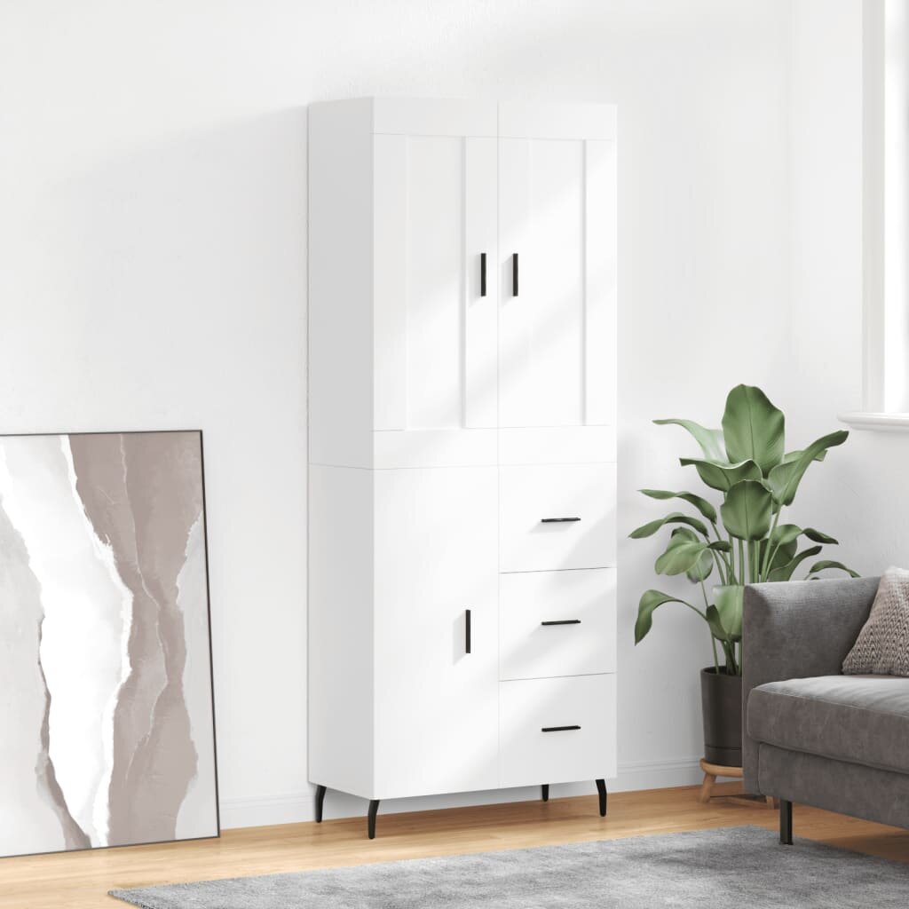 vidaXL Висок шкаф бял 695x34x180 см инженерно дърво